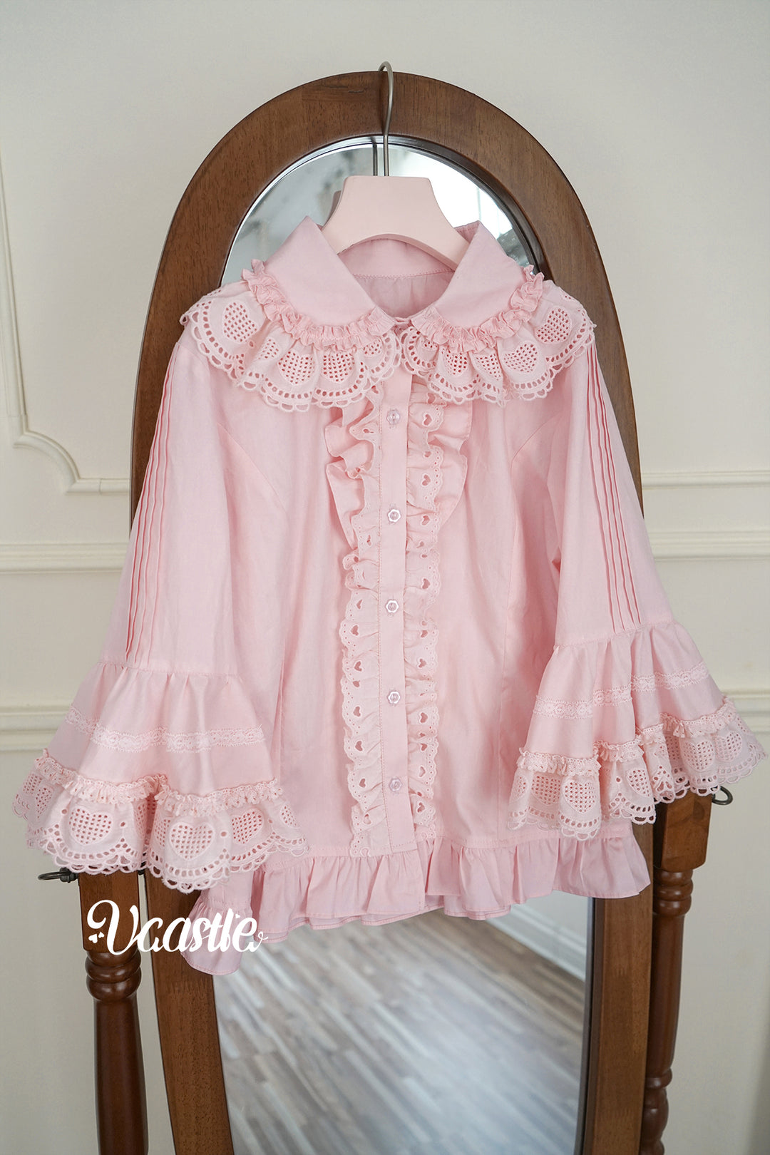 Vcastle~Sweet Crepes~Sweet Lolita Shirt with Princess Sleeves and Bow Chain 42109:726602