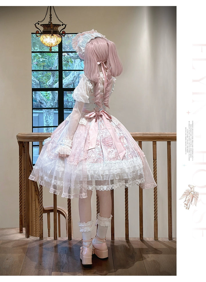 Urtto~Pegasus Park~Sweet Lolita JSK Dress Dual Color Princess Lolita Dress Set