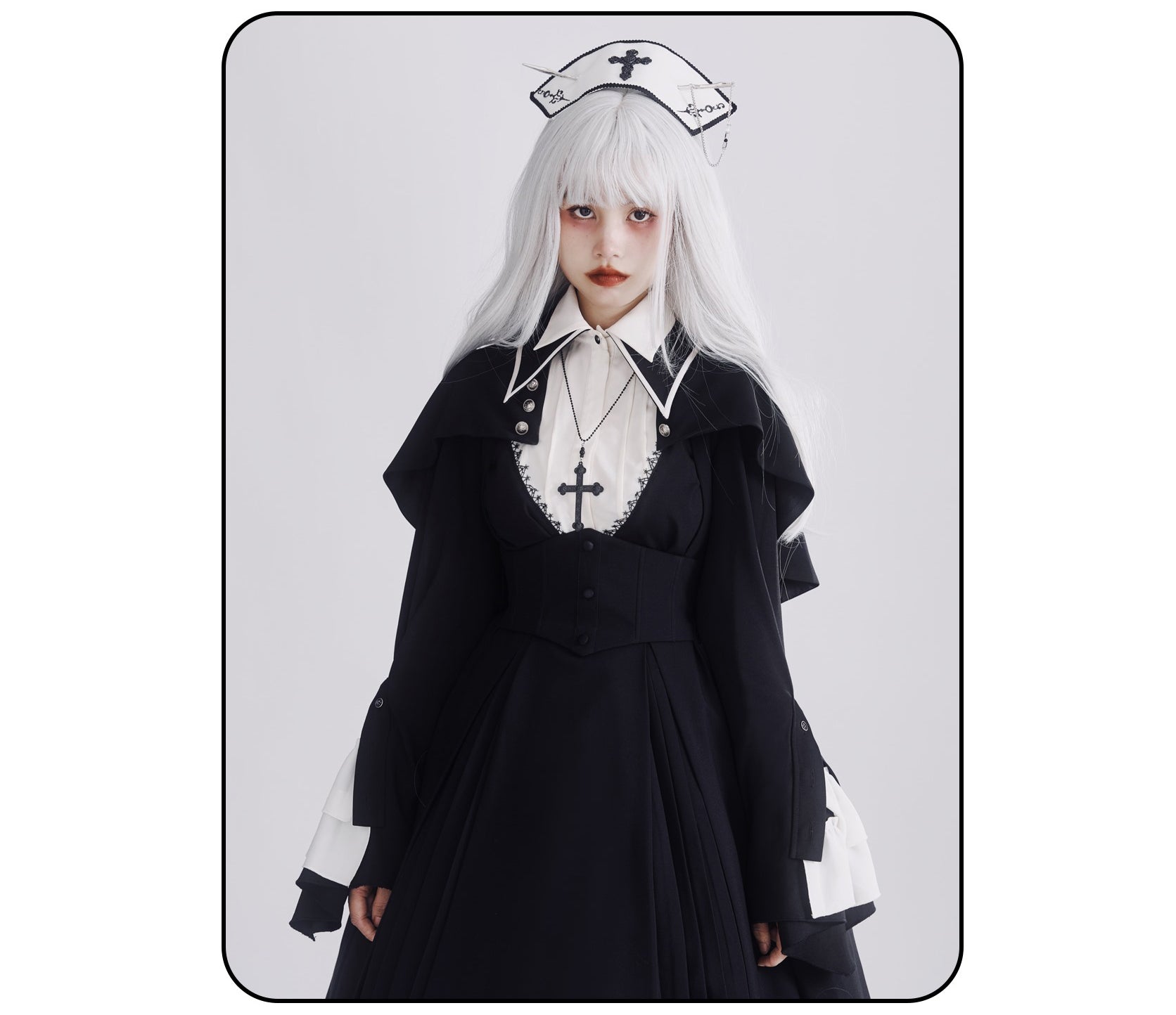 Susin Lolita~Cross Praise~Nun Style Gothic Lolita Dress and Blouse 12878:182232