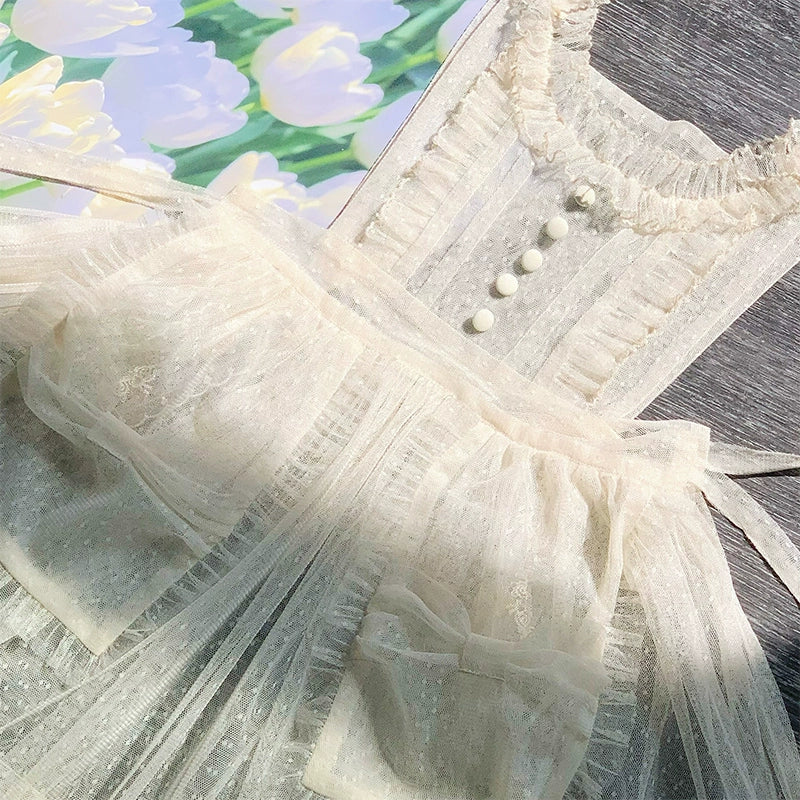 With PUJI - Letter and Poetry Sunflower Matters - Country Lolita JSK Embroidered Printed Lolita Dress S Only Apron