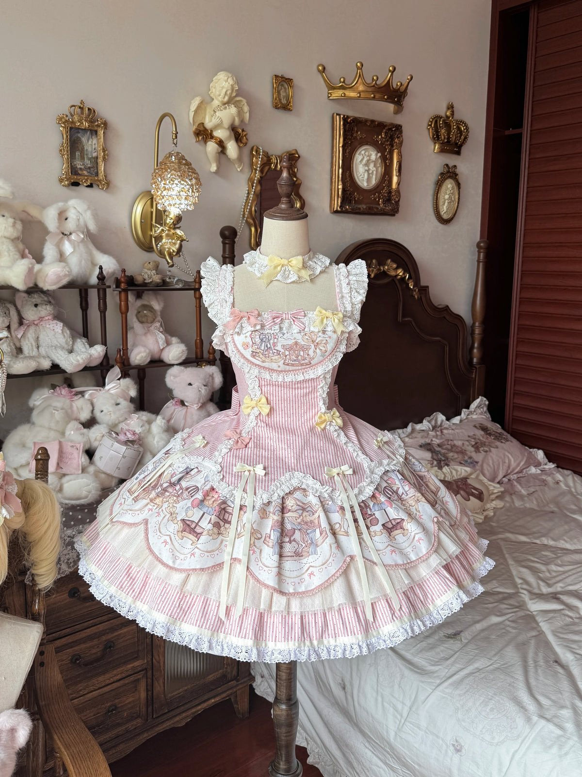 Sunset Ferris Wheel - Sweet Lolita JSK Dress Set, Amusement Park Print (L M S XL) 46036:873068