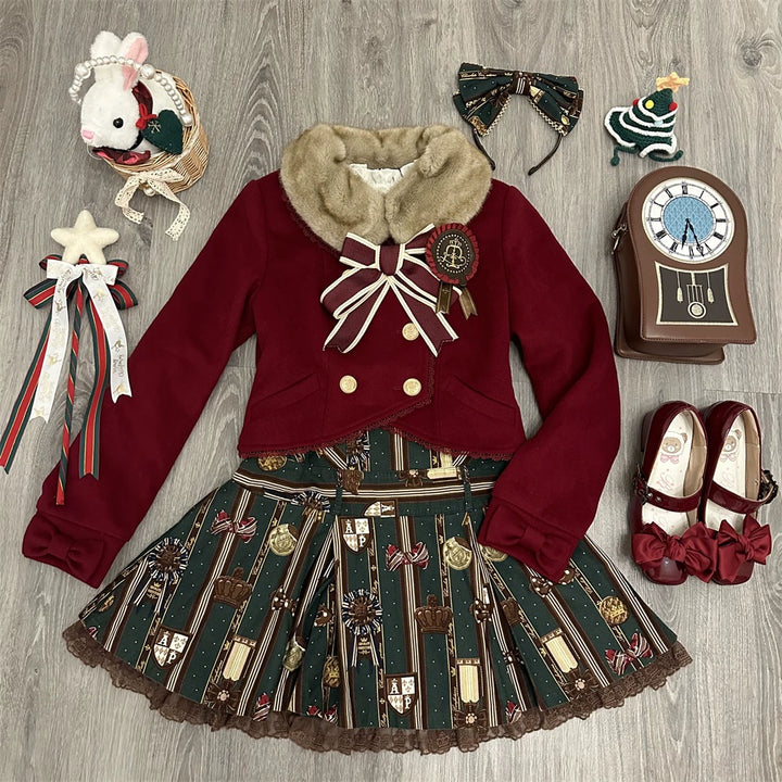 LeMiroir~Winter Solstice Coat~Sweet Lolita Woolen Coat Embroidery Skirt Short Outwear 40360:657086