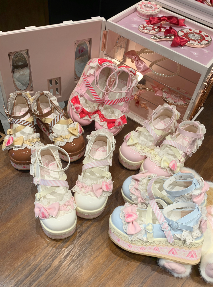 Aimee~Strawberry~Sweet Lolita High Platform Shoes Kawaii Lolita Shoes