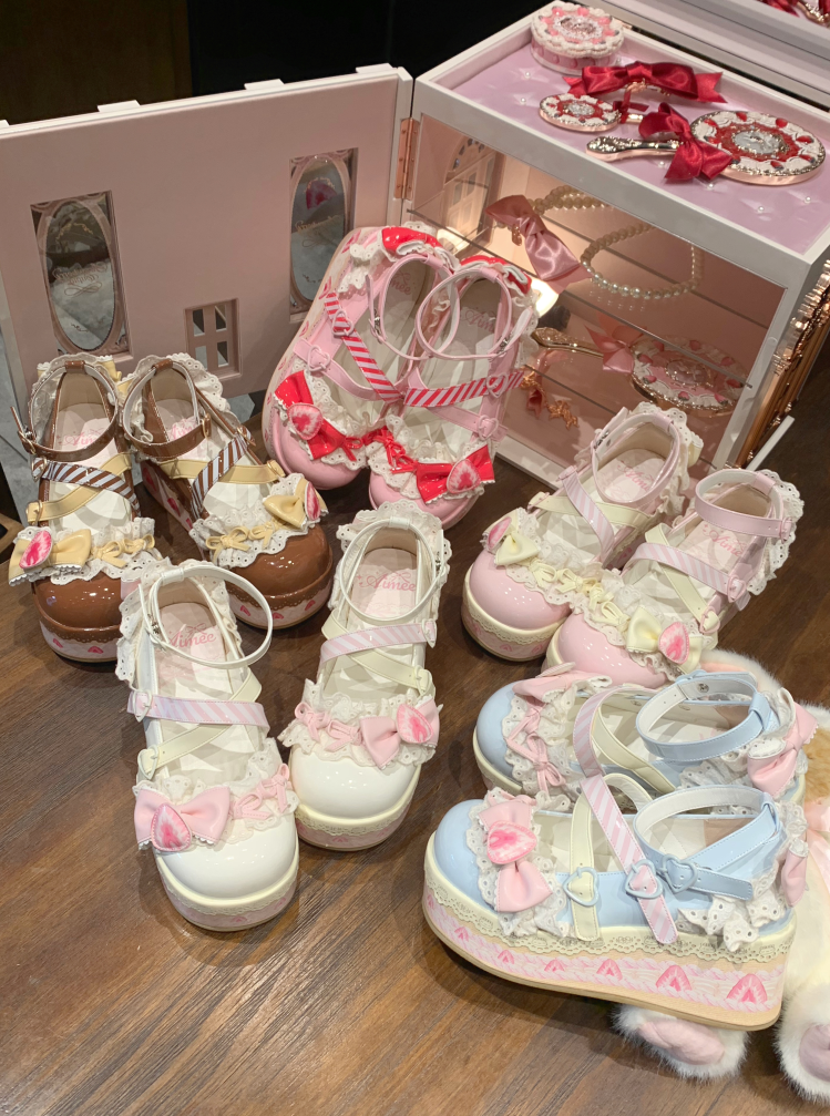 Aimee - Strawberry - Sweet Lolita High Platform Shoes Kawaii Lolita Shoes
