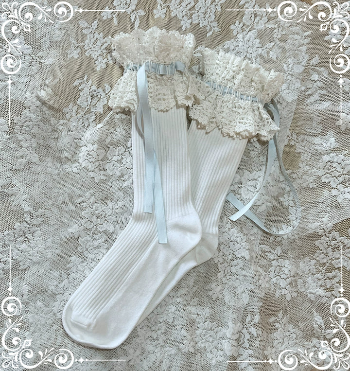 (BFM)Little Bear~Laura's Doll~Sweet Lolita Socks Cotton Short Socks Mid-calf Socks   