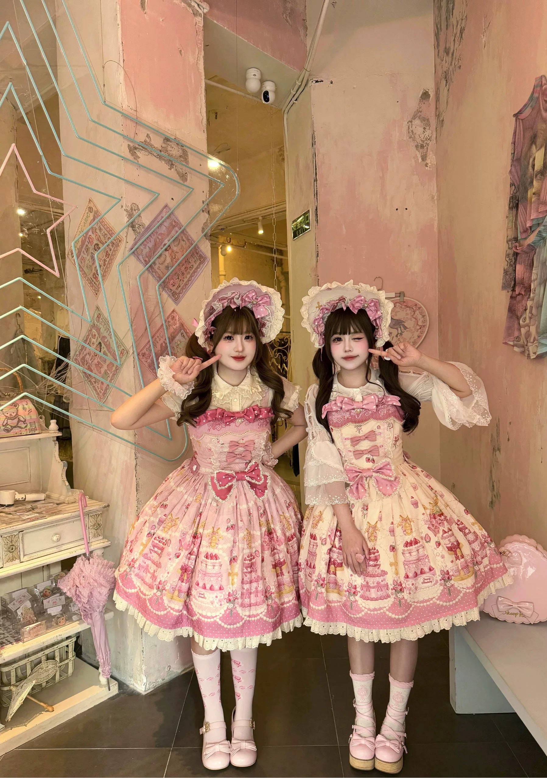 Strawberry Ode - Plus Size Sweet Lolita OP & JSK Dress, Cream Cake Print 45892:866997