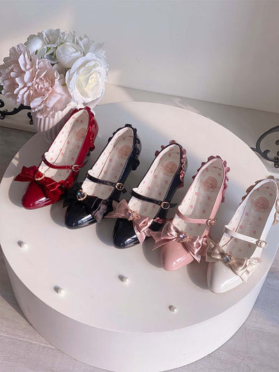 (BFM)Pure Tea for Dream~Sweet Lolita Shoes Bow High Heels Multicolor   
