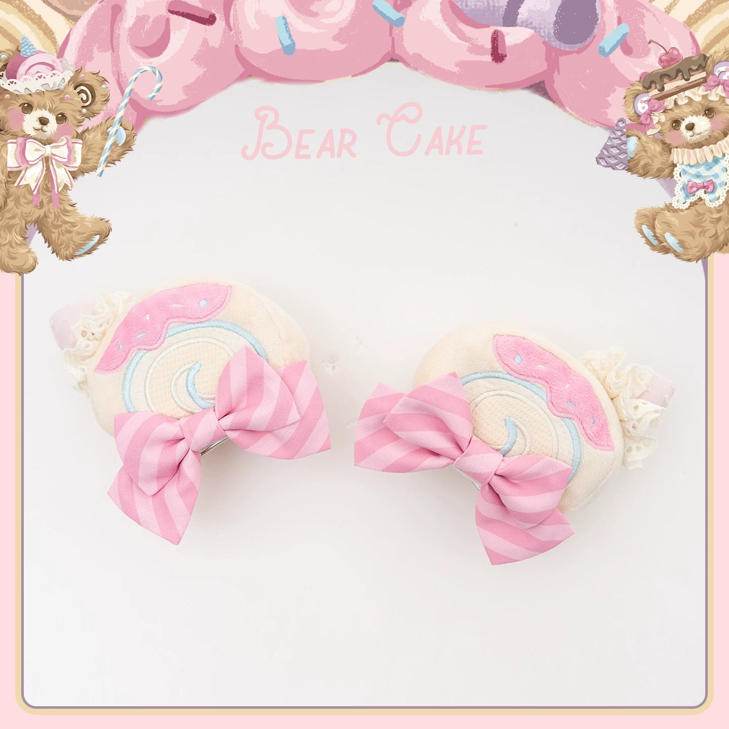 Bear Cake - Sweet Lolita JSK & OP Dress, Bear & Dessert Print 45755:860856