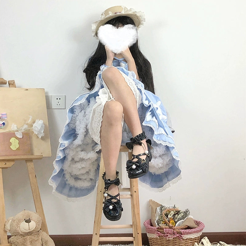 Fairy Godmothe~Preppy Style Flat Shoes Mid Heel Round Toe Lolita Shoes   