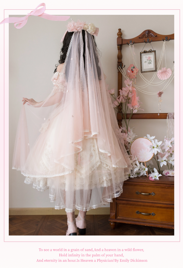 Unicorn Wings~Quetao~Pink Lolita Chinese Style Dress Outfit Halter Collar OP