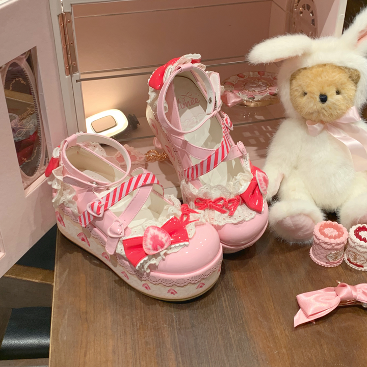 Aimee~Strawberry~Sweet Lolita High Platform Shoes Kawaii Lolita Shoes