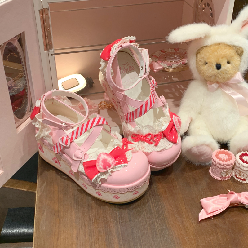Aimee - Strawberry - Sweet Lolita High Platform Shoes Kawaii Lolita Shoes
