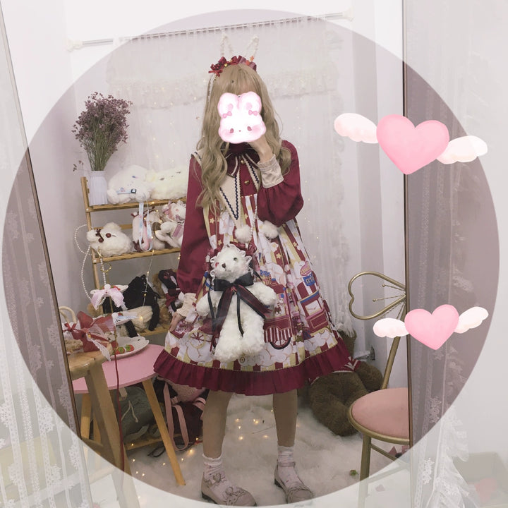 (BFM)Chestnut Lolita~Gothic Lolita Bag Dark Bloody Bear Bag   