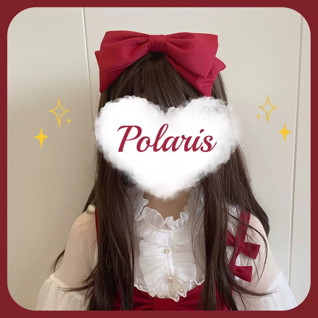 Polaris Lolita~Sweet Lolita Headdress Red Bow KC and Clips KC only