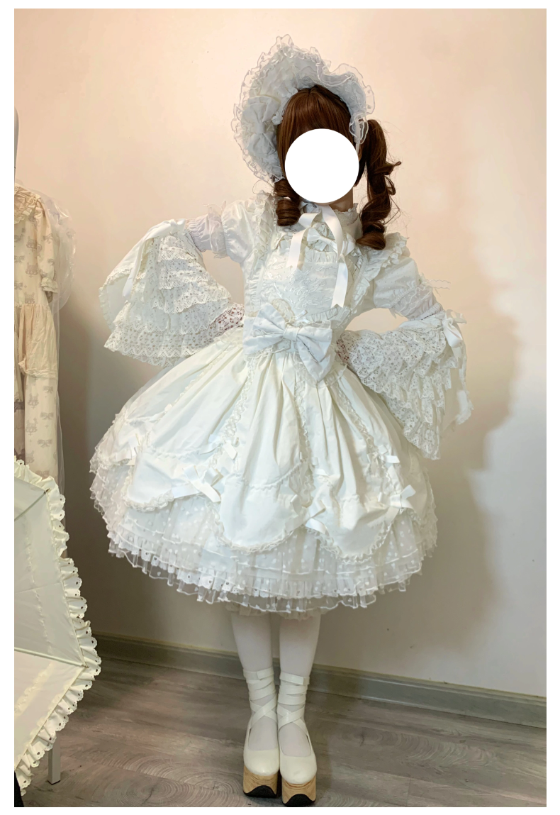 (BFM)The Seventh Doll~Sweet Diary SP~Vintage Lolita Jumper Dress Petal-like Hem JSK Headdress Set   