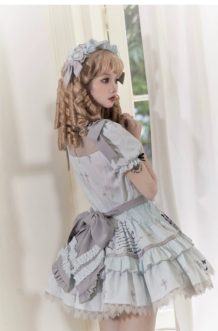 Honey Machine~Doll Theater~Sweet Lolita OP/JSK Bunny Print Daily Lolita Dress   