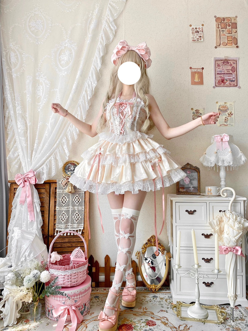 Qianmu~Endless Summer~Sweet Lolita Skirt Set with Ballet-Styled Bodice 42404:739175