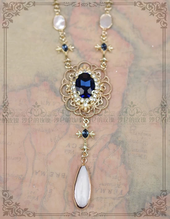 Classic Lolita Necklace & Earrings, Artificial Pearl Rhinestone