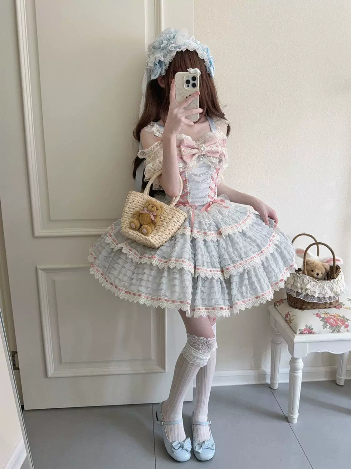 Floral Elegy - Sweet Lolita JSK Dress, Tiered Hem