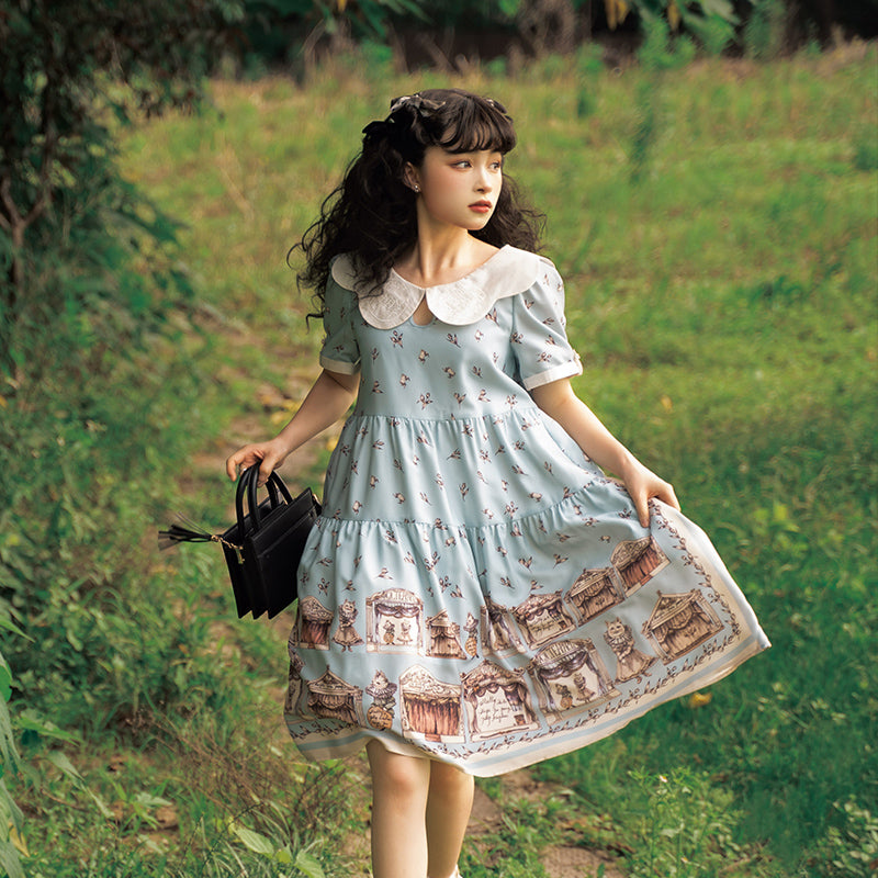 Magic Tea Party~elegant Lolita A-Line Printing OP Dress   