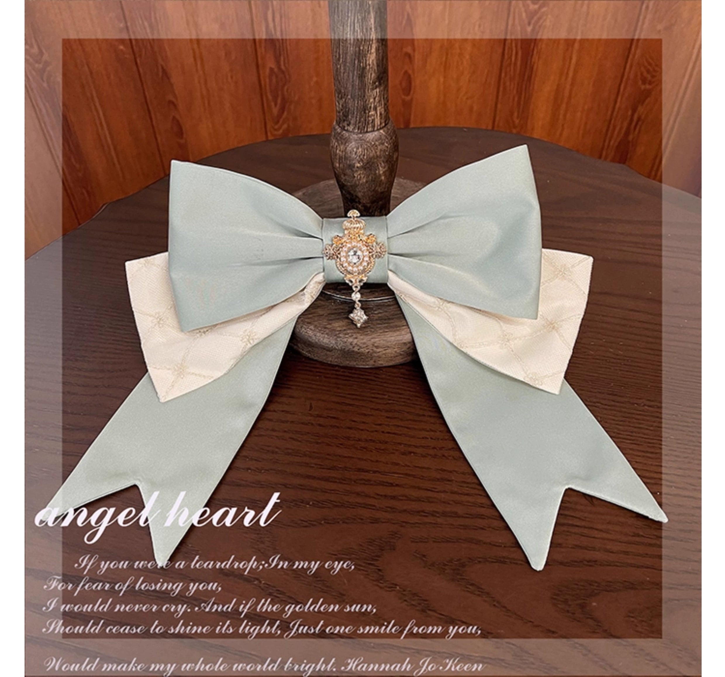 Alice Girl - Angel Heart - Sweet Lolita Bow Accessories A Front Waist Bow / Green