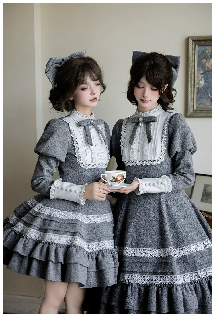 Reminisce - Pile Classic Lolita Dress, Detachable Cape 44439:808548