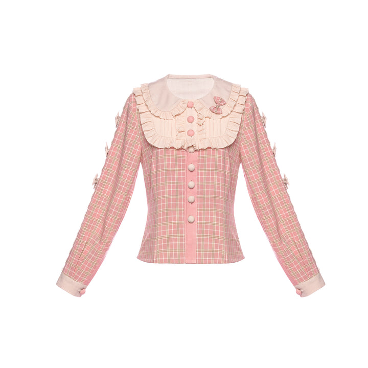 Youpairui~Helford~Sweet Coordinated Lolita Suit Pink Plaid Lolita SK Set Blouse only Free Size 