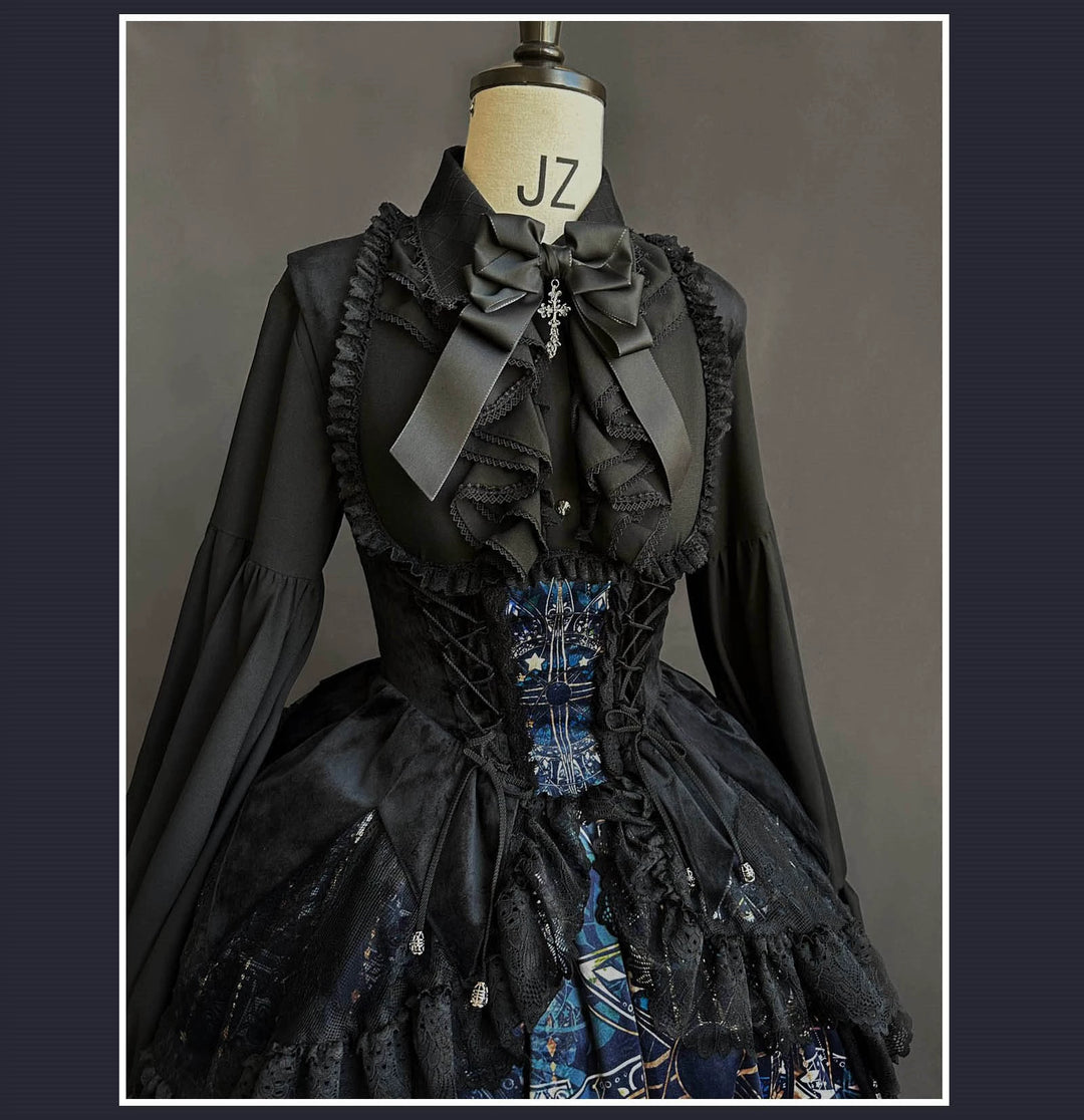 SUSIN~Night Traveler~Classic and Elegant Gothic Dress with Colorful Window Prints   