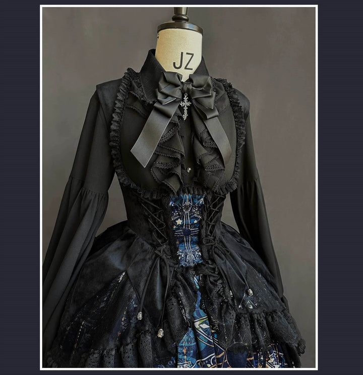 SUSIN~Night Traveler~Classic and Elegant Gothic Dress with Colorful Window Prints