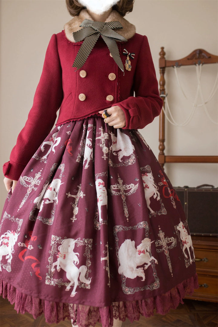 LeMiroir~Winter Solstice Coat~Sweet Lolita Woolen Coat Embroidery Skirt Short Outwear 40360:657000