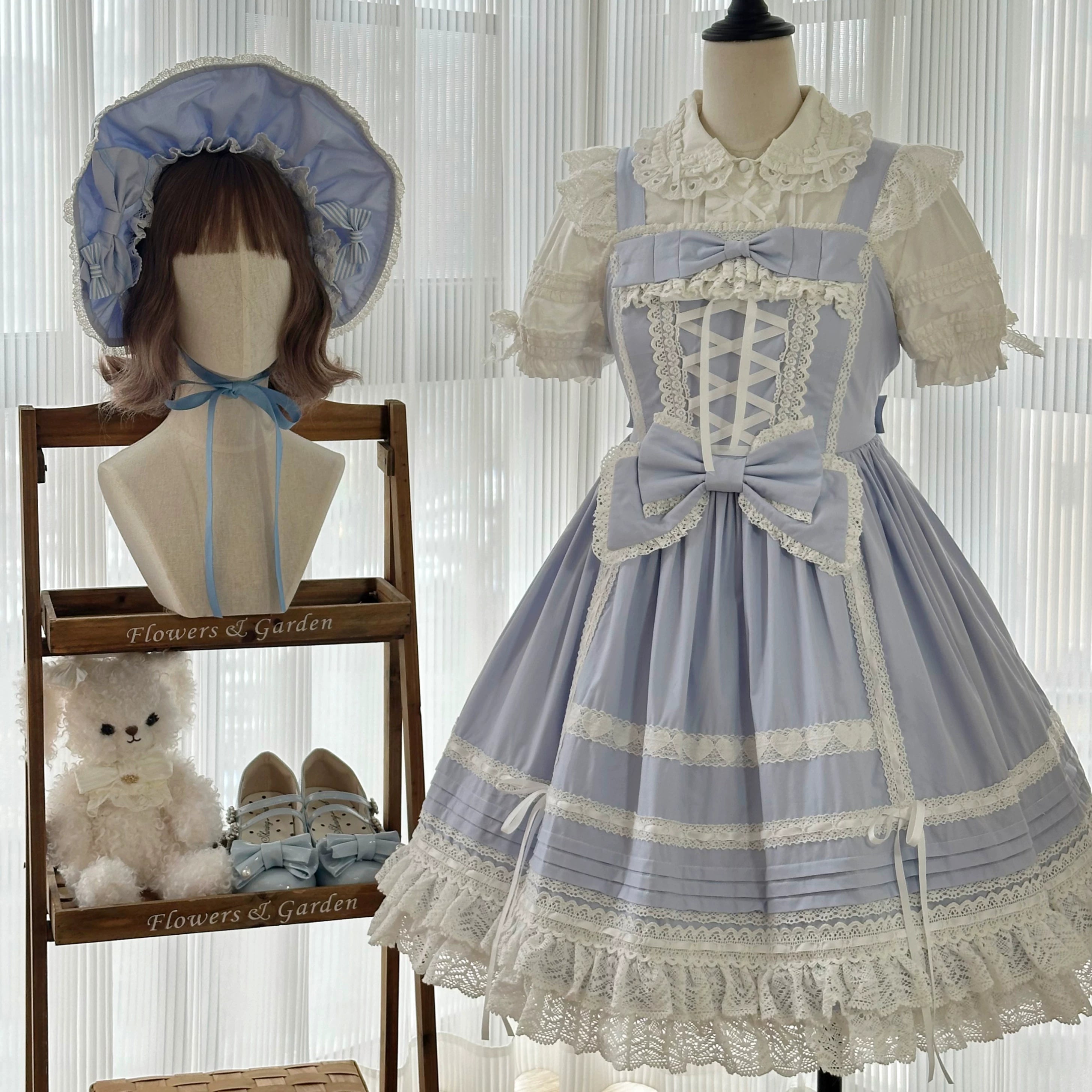 Pure Diary - Sweet Lolita Cotton JSK Dress, Tiered Back Skirt (L M S XL) 44760:821101