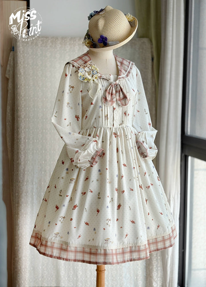 Miss Point~Sweet Lolita OP Cute Lolita Dress With Sailor Collar   