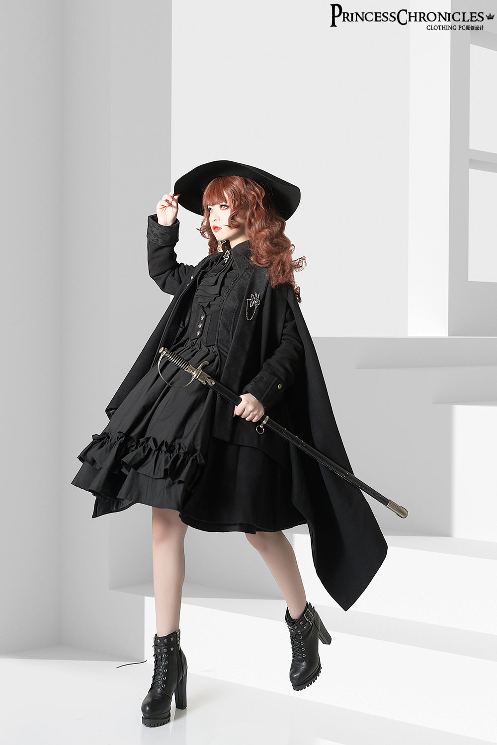 Princess Chronicles - Black and Blue - Retro Ouji Lolita Shirt 4420:234248
