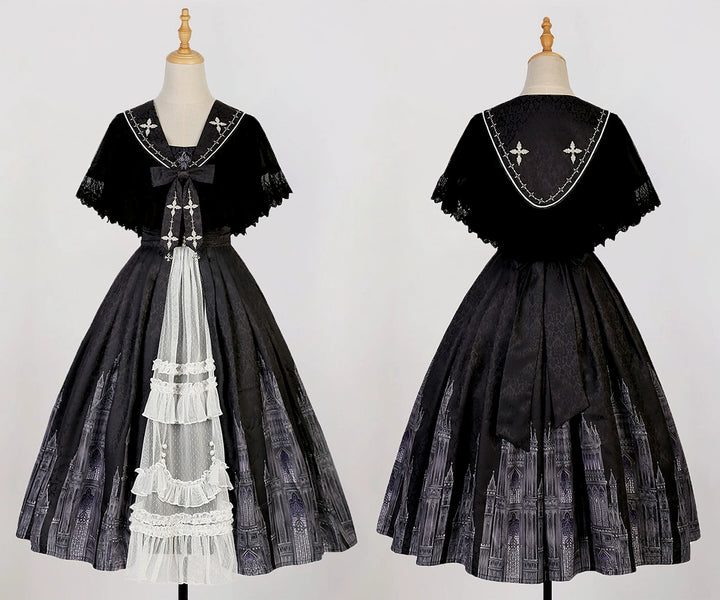 Cornfield Lolita~Silent Church~Gothic Lolita JSK Dress Printed Dress Thin Shawl Set   