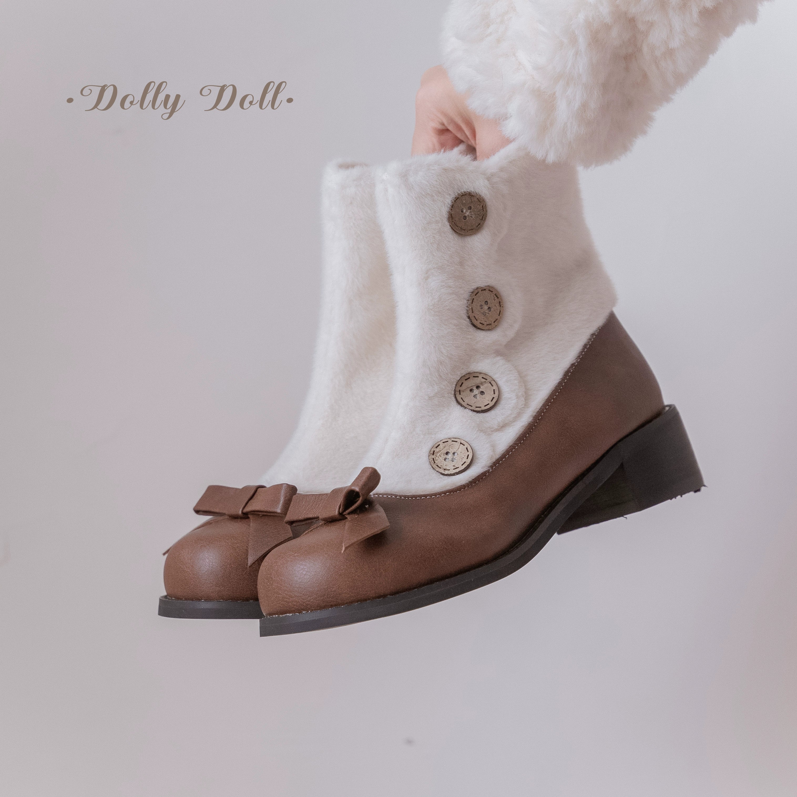 Dolly Doll~Winter Lolita Boots Fur Mary Jane Lolita Low Heel Shoes 32674:403288