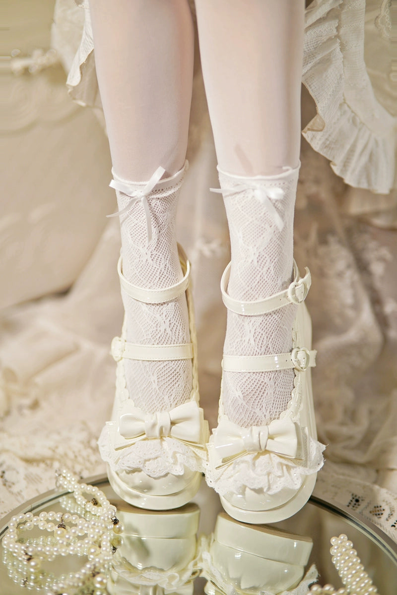 Jiujiu Lolita - Milky Puff - Sweet Lolita Heels Shoes, Round Toe With Petite Wedge 43858:787884