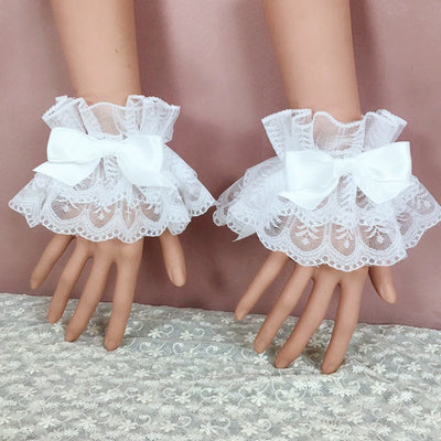 (BFM)BeiBei Handmade~Kawaii Lolita Cuffs Hand Sleeves Lace Bracelet White cuffs  