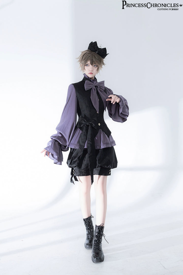 Princess Chronicles~Rabbit Hunt 2.0~Ouji Lolita Retro Cool Purple Shirt Shorts Set   