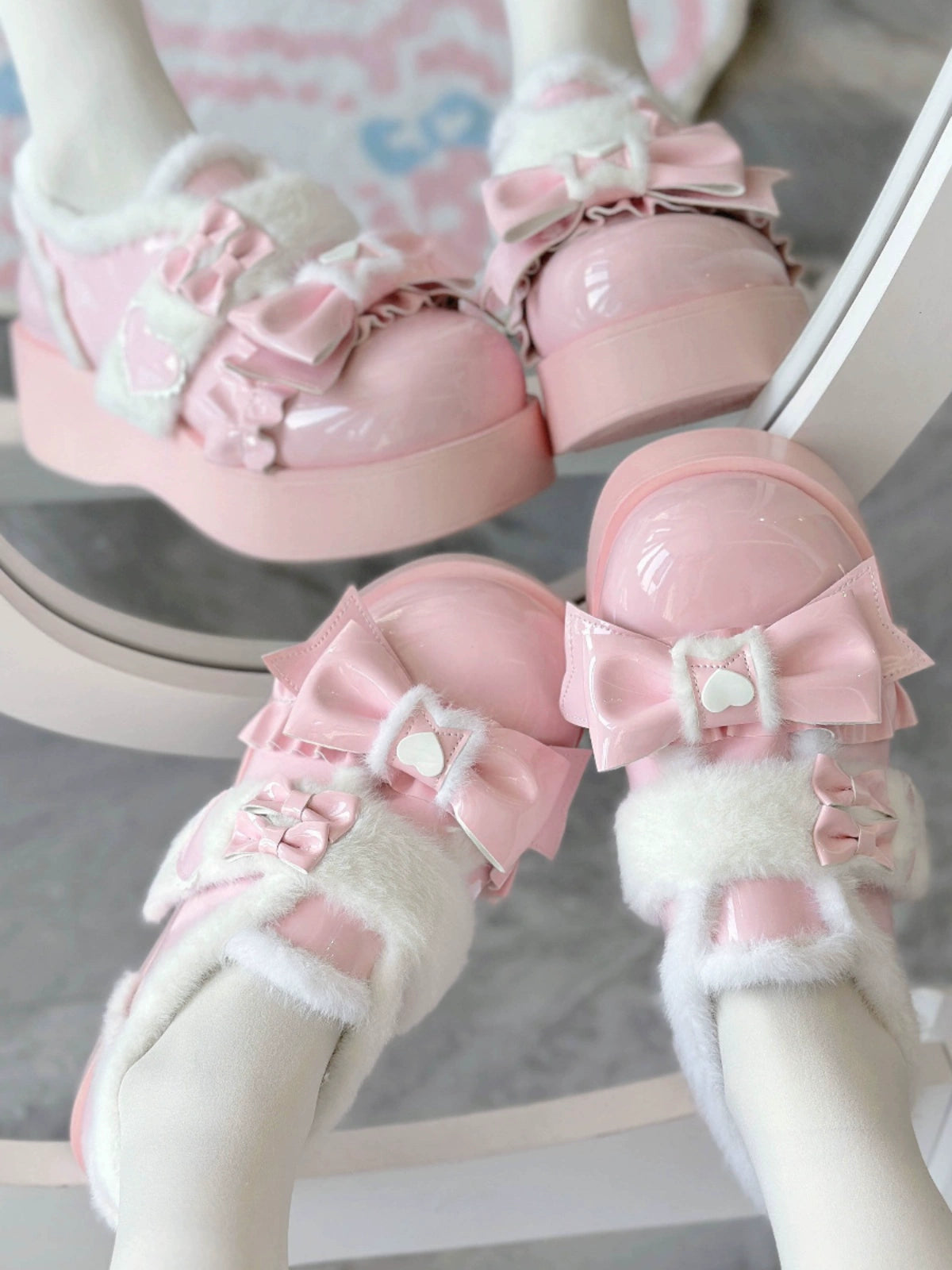 Puyuemeng - Cozy Cake - Winter Warm-lined Sweet Lolita Platform Shoes 44044:793961