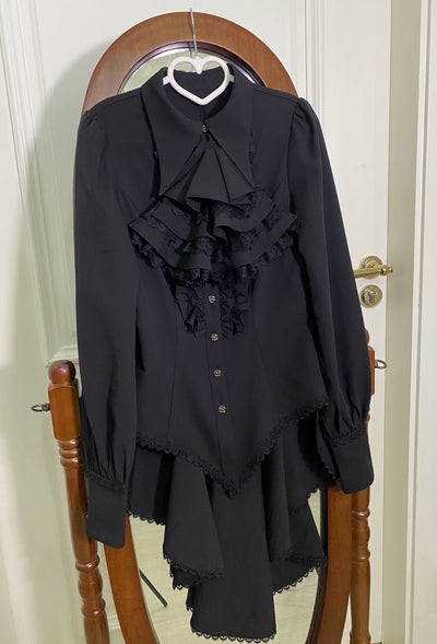 Little Dipper~Gothic Lolita Shirt Long Sleeve Bow Tie Blouse   