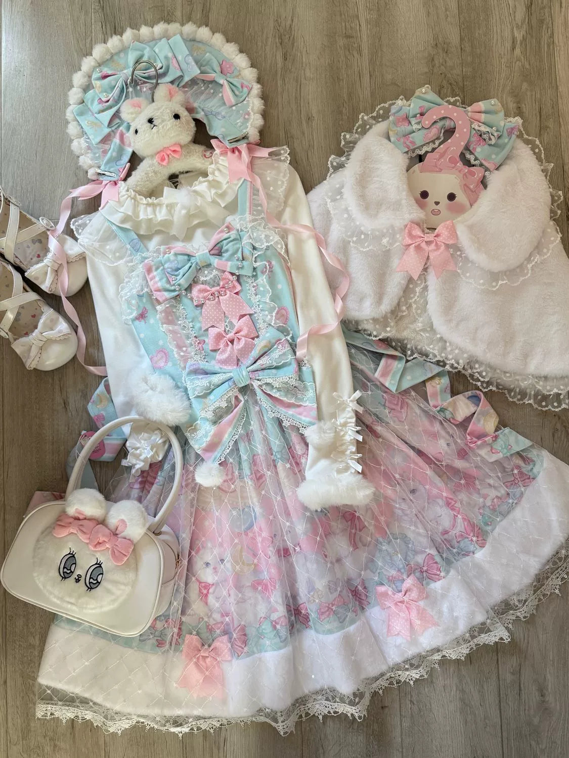Hanguliang - Candy Mary Cat - Fluffy Sweet Lolita JSK Dress, Kitten Print