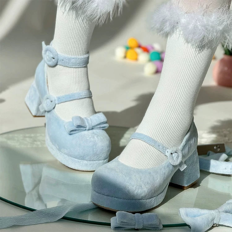 Covenant Doll - Sweet Lolita Chunky Heel Shoes, Detachable Bow