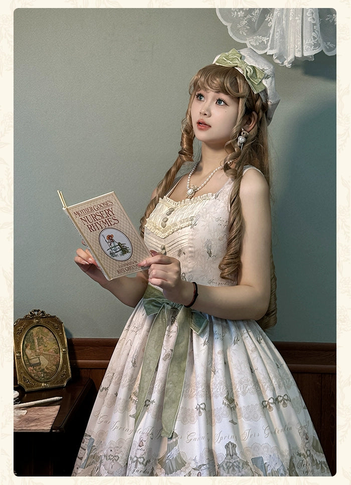 Alice Girl~Iris Study Room~Classic Lolita JSK Elegant Lolita Dress With V-neck   