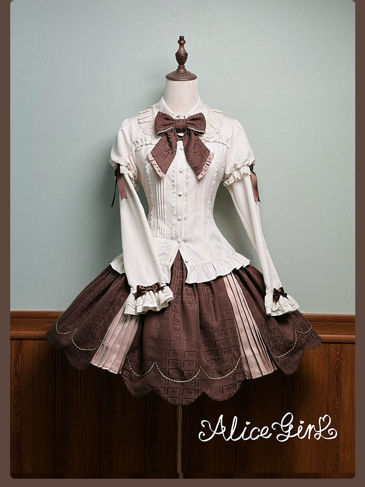 Alice Girl - Bear Chocolate Slab - Classic Lolita Pleated JSK & SK Dress, Side Zipper