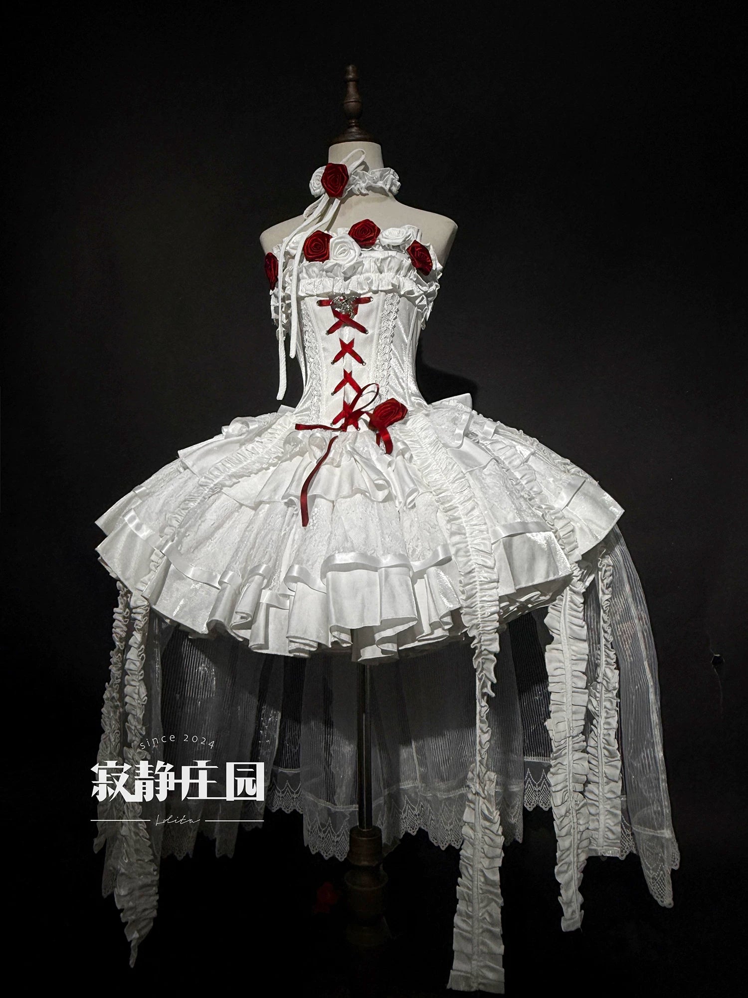The Forbidden Garden - Gothic Lolita JSK Dress, Detachable Rose Accessories