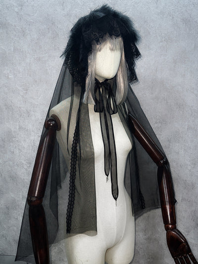 (BFM)MUSEUM~Endless Road Lucifer Gothic Dress in Black and White Color S Lucifer-KC veil only 