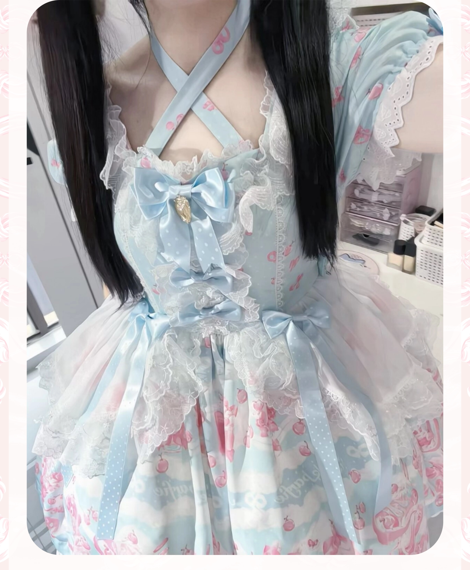 Cherry Parfait - Printed Sweet Lolita Dress, Macaron Colors