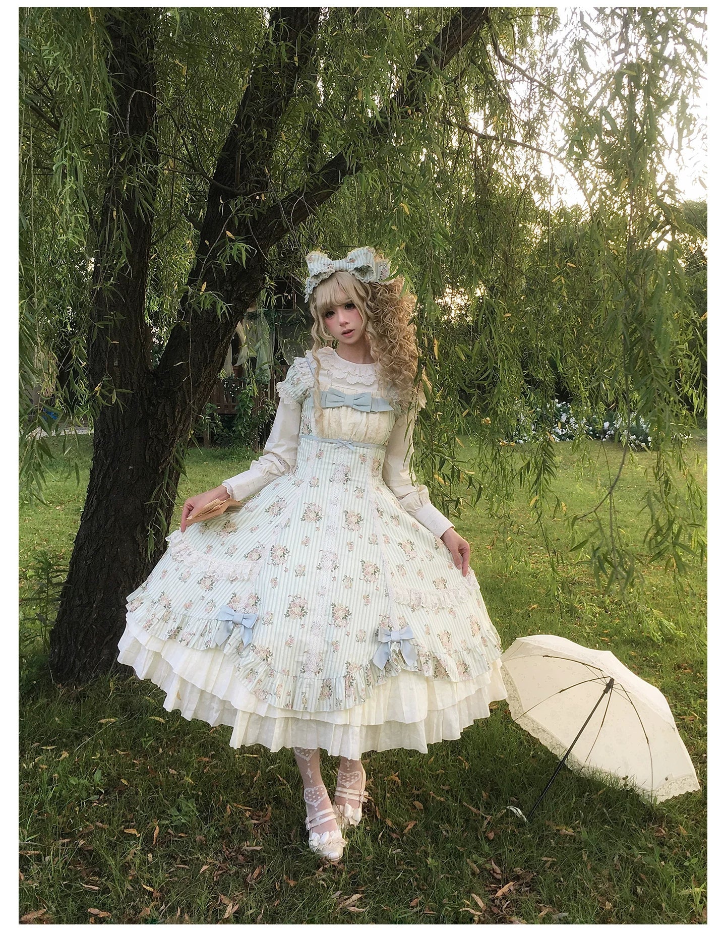 Meeting Austen - Cotton Classic Lolita Rose Printed OP Dress 45736:860044