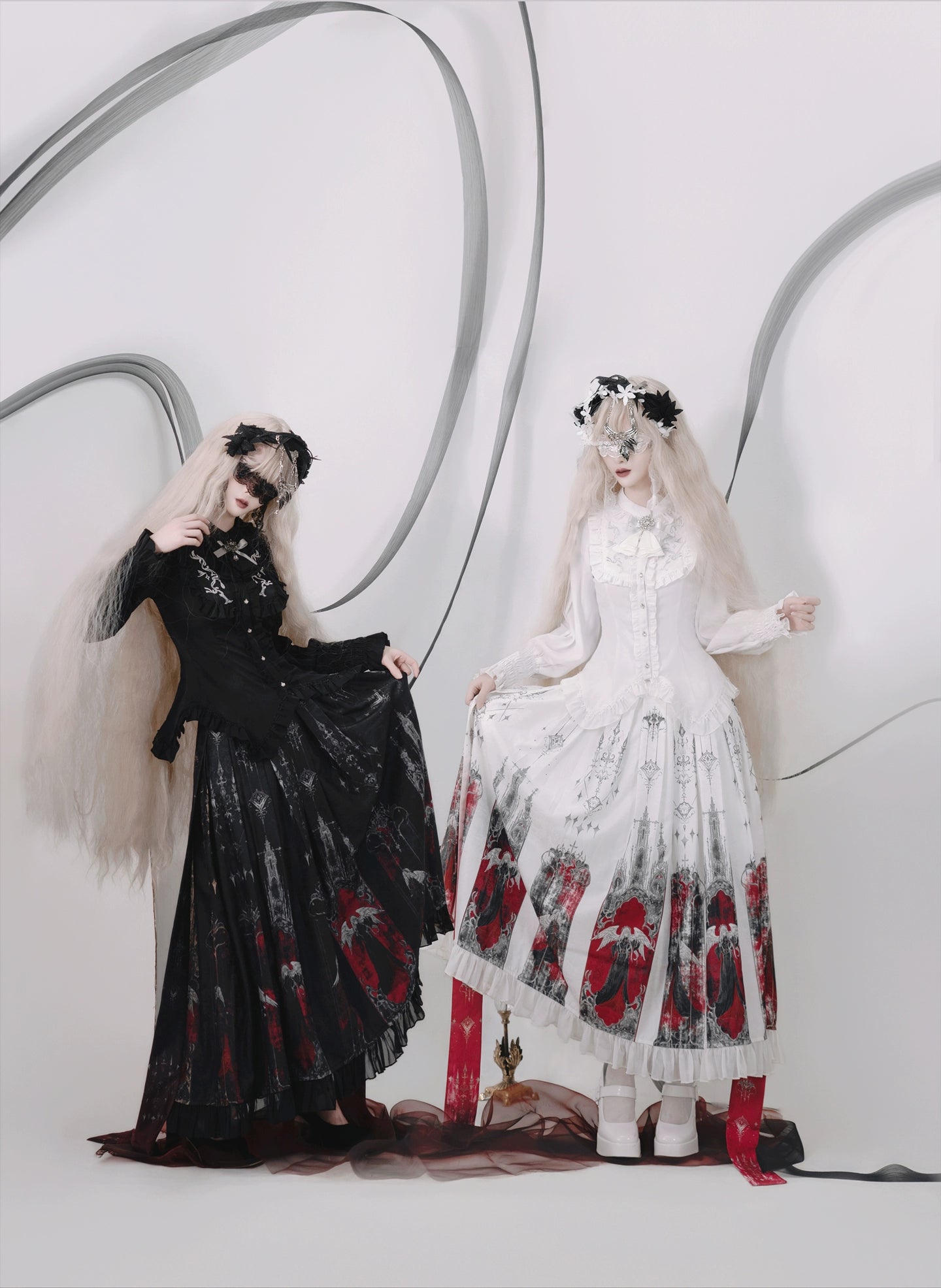 Luoluan Lolita - Fallen Angel - Printed Gothic Lolita Skirt Outfit