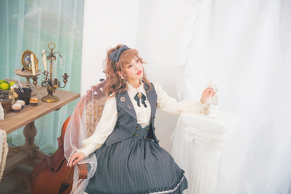 Miss Point~Rose Doll~Elegant Lolita Striped Fishbone Skirt 32524:385292